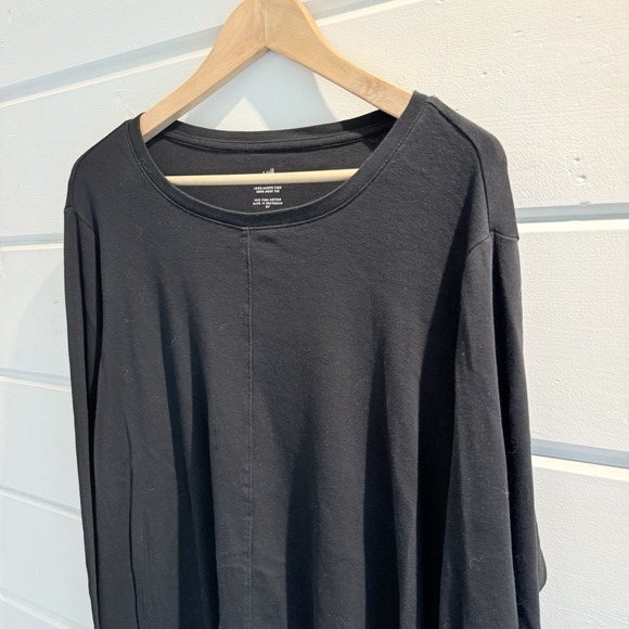 J Jill Women XLT 100% Pima Cotton Crew Neck Tee Long Sleeve Black Relaxed Basic - Picture 2 of 9